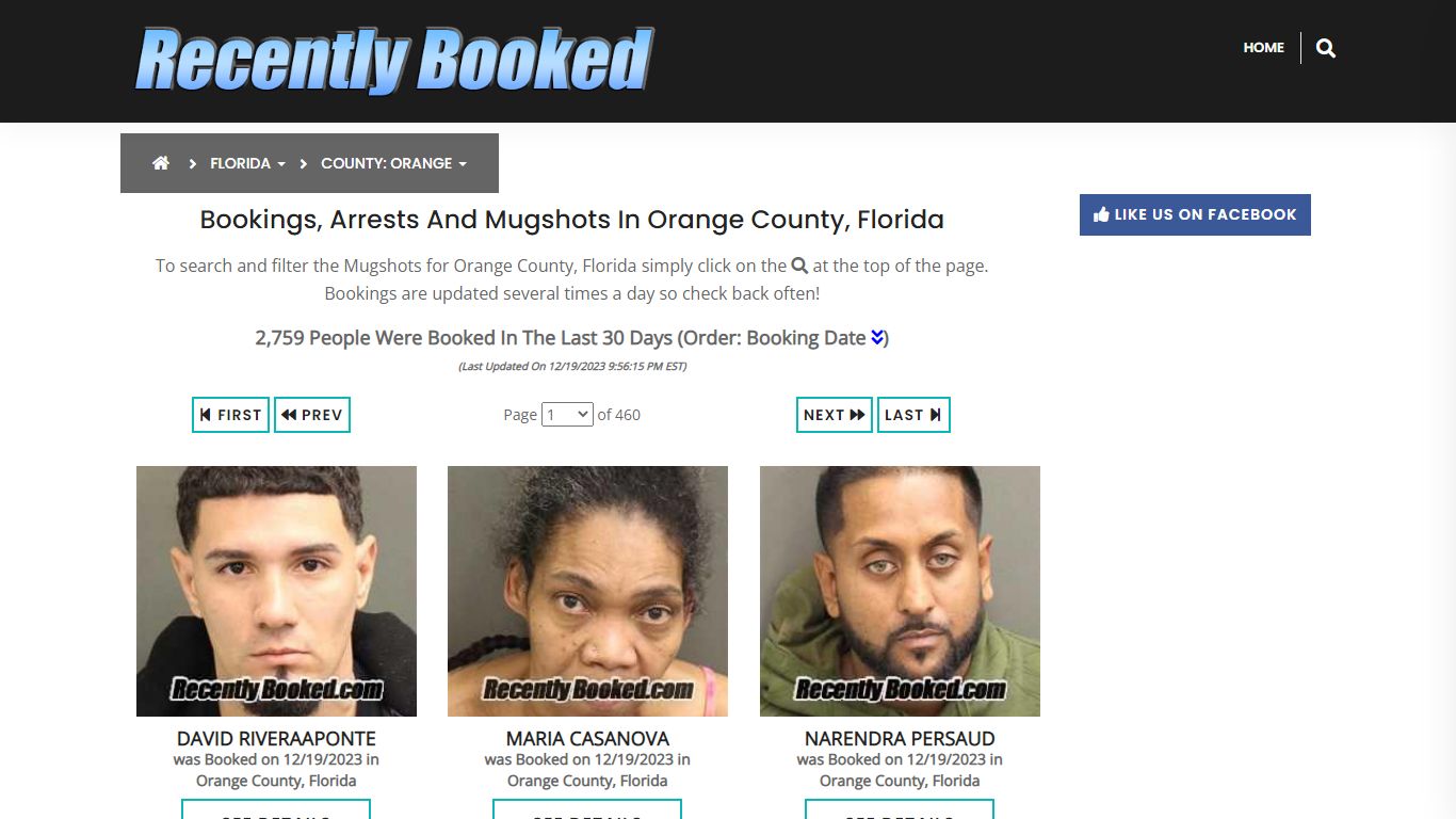 Recent bookings, Arrests, Mugshots in Orange County, Florida